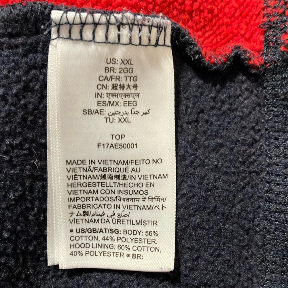 Amazon Essentials Blue, Red and White Colorblock Hoodie - Picture 4 of 5